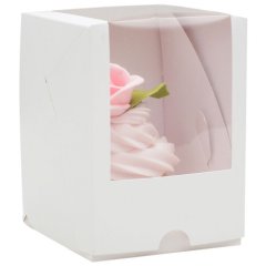 Коробка на 1 капкейк с окном белая 9,5х9,5х12,5 см КУ-042; 9923115