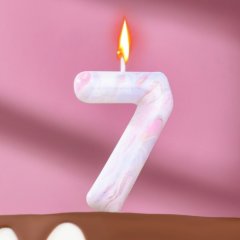 Свеча декоративная Цифра "7" "Белый мрамор" 6990836